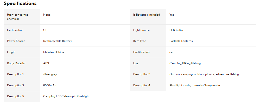 Rechargeable Outdoor Portable Hiking Camping Fishing Flashlight Telescoping Camping Lantern Telescopic Camping Light